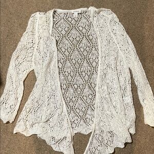 Westport White Lace Open-Front Cardigan